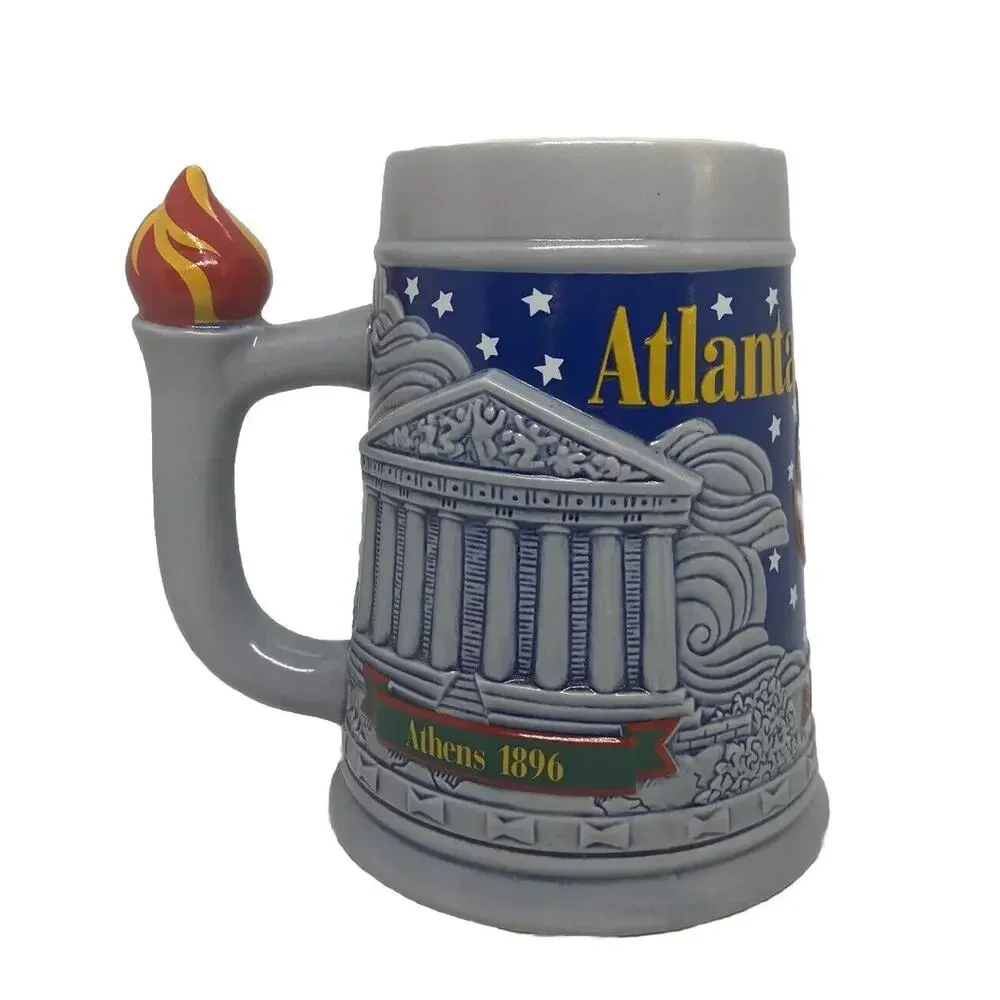 Budweiser Ceramic Beer Stein Collector Athens 1896 Atlanta 1996 Olympics Vintage